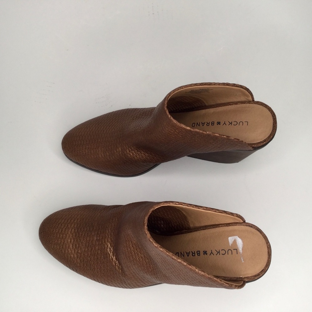 Lucky Brand perforated leather upper bronze mules. - Picture 2 of 11